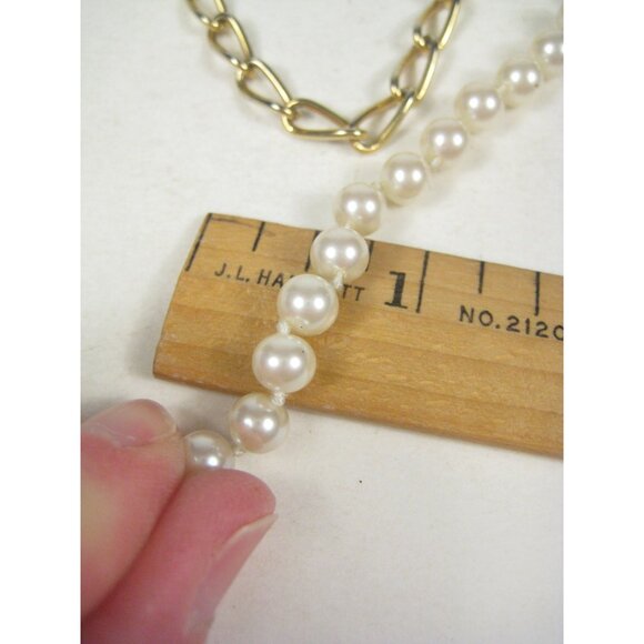 Vintage Goldtone Faux Pearl Multi Strand Necklace 24 In Long Elegant Jewelry - Picture 5 of 12